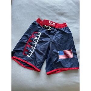 My House MMA Fight Shorts Small Embroidered American Flag Satin USA Sports Gear